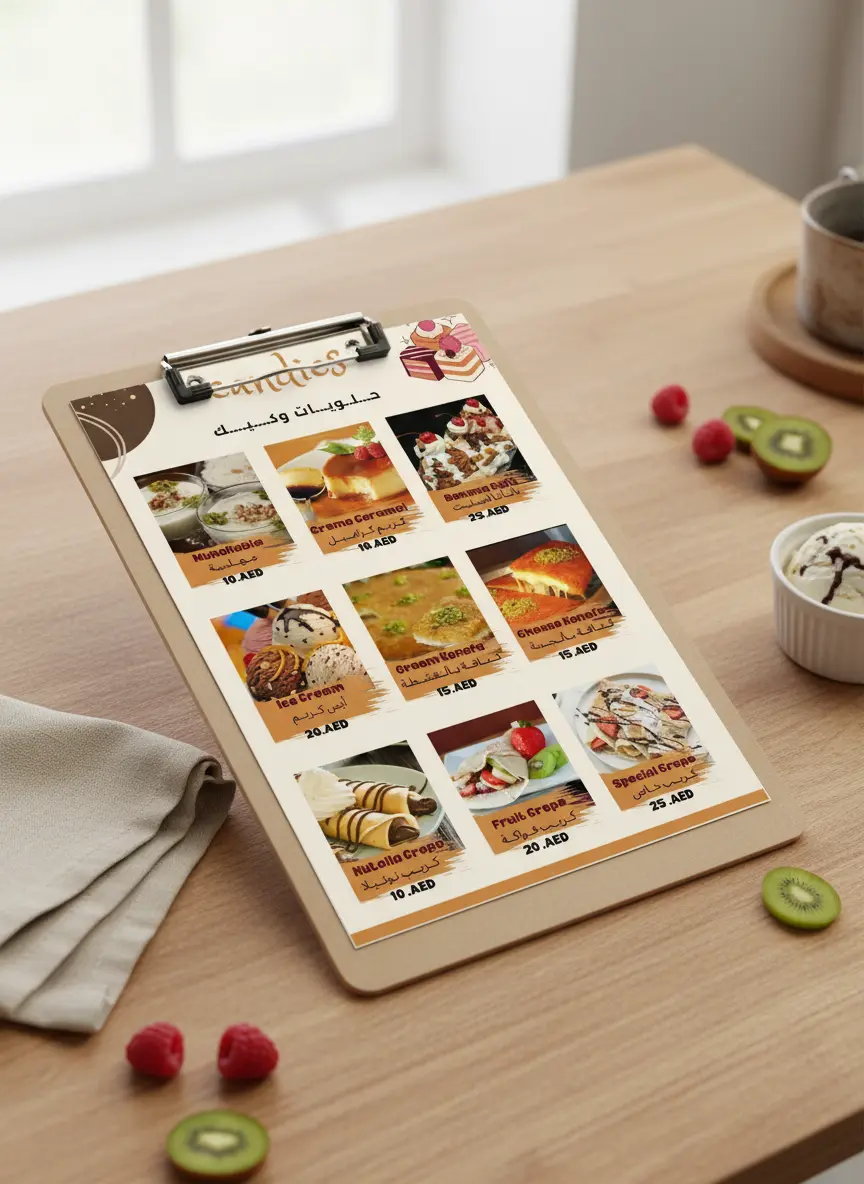 قائمة طعام متنوعة مع صور واقعية